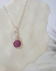 Ruby Silver Plated Bead Charm Necklace Designs by Nature Gems