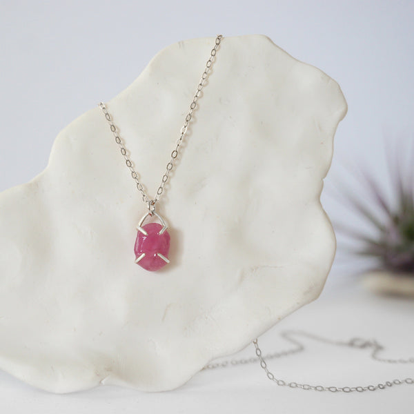 Ruby Sterling Silver Huggie Charm Necklace Designs by Nature Gems