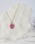 Ruby Sterling Silver Huggie Charm Necklace Designs by Nature Gems