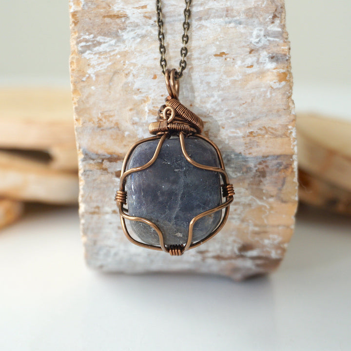 Sapphire Crystal Necklace - Antique Bronze DesignsbyNatureGems