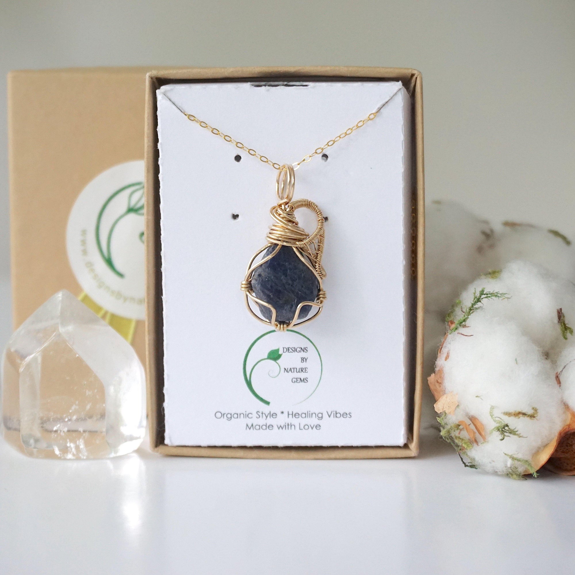 Sapphire Pendant - 14k Gold Filled Necklace Designs by Nature Gems