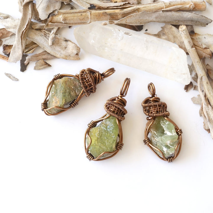 (SEO) Raw Peridot Necklace - Antique Bronze Designs by Nature Gems