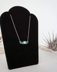 Handmade turquoise pearl bar necklace right angle sterling silver full view
