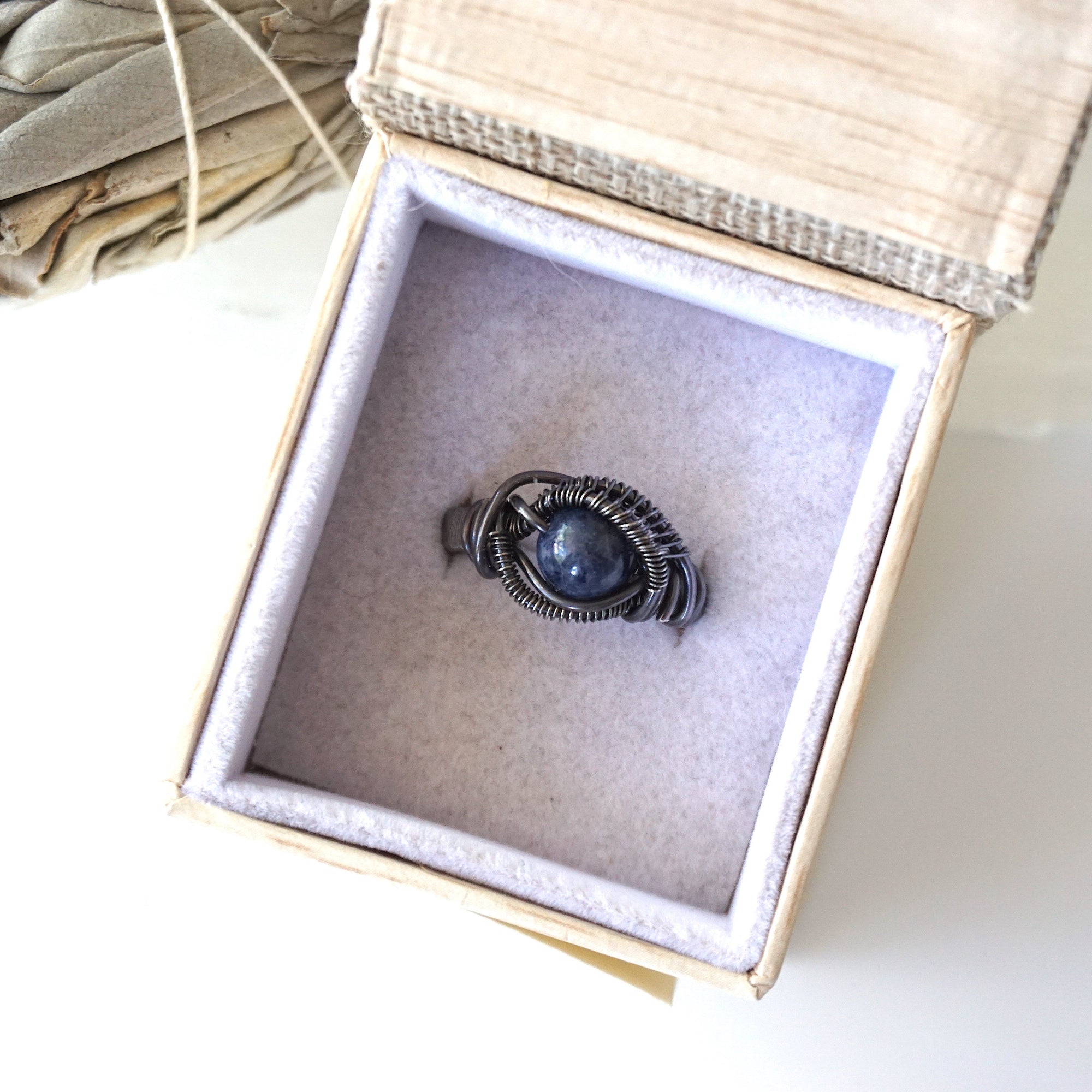 Sterling Silver Wire Wrapped Raw Sapphire Ring DesignsbyNatureGems