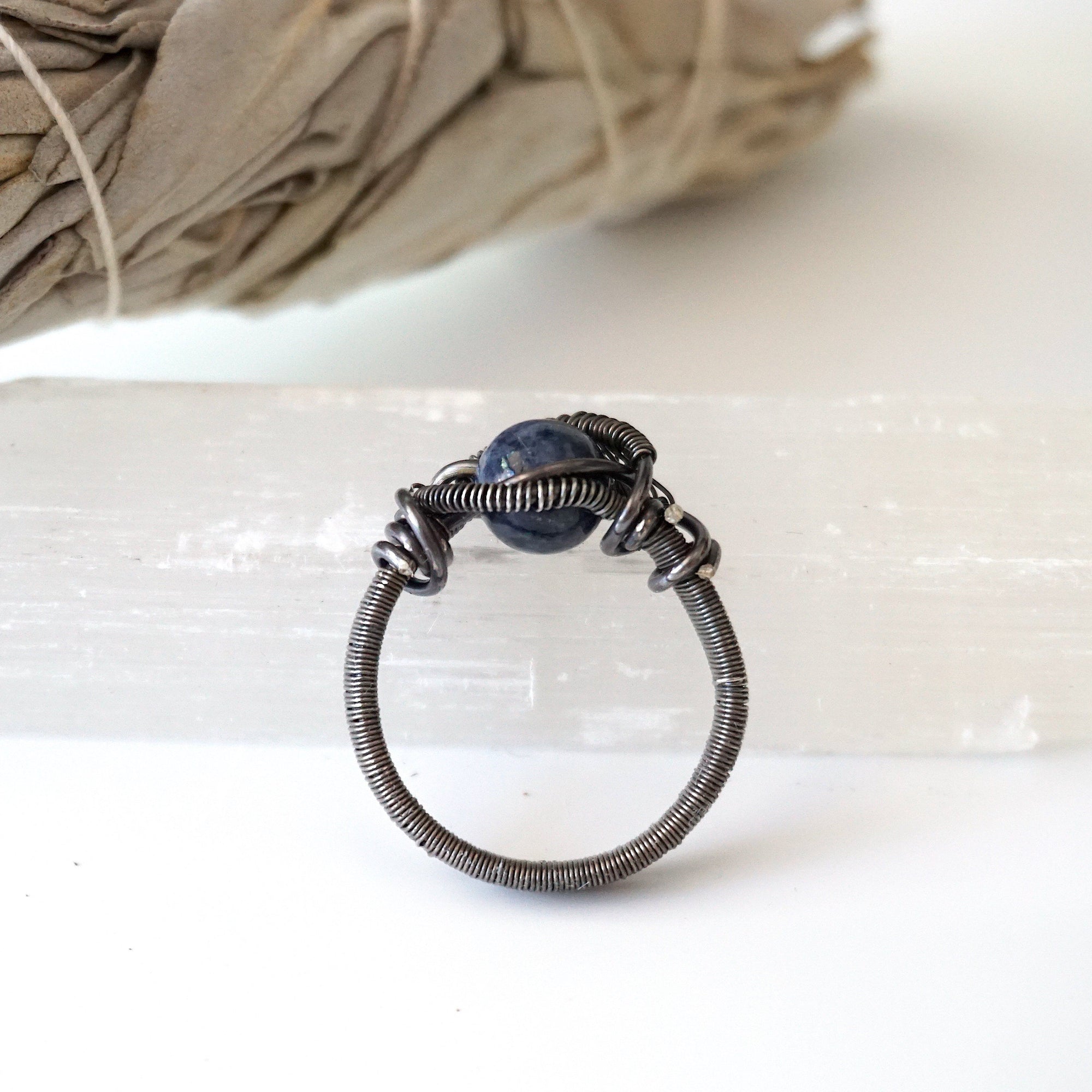 Sterling Silver Wire Wrapped Raw Sapphire Ring DesignsbyNatureGems