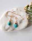 Turquoise Drop Earrings - 14k Gold Filled Metal Designs by Nature Gems