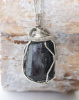 White Gold Plated Raw Black Tourmaline Necklace DesignsbyNatureGems