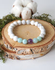 White Howlite, Amazonite and Amethyst - Mala Bracelet DesignsbyNatureGems