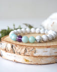 White Howlite, Amazonite and Amethyst - Mala Bracelet DesignsbyNatureGems