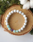 White Howlite, Amazonite and Amethyst - Mala Bracelet DesignsbyNatureGems