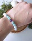 White Howlite, Amazonite and Amethyst - Mala Bracelet DesignsbyNatureGems