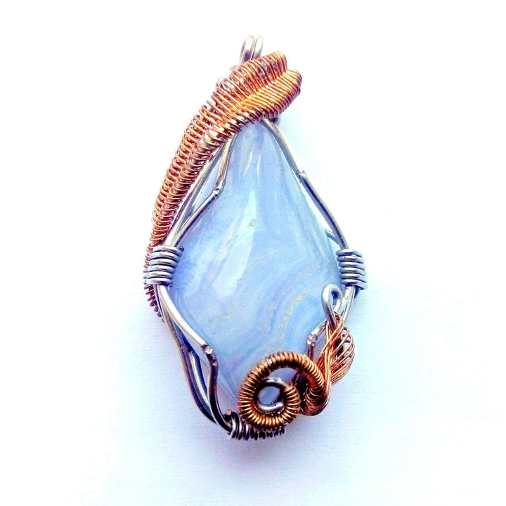 Wire Wrapped Lace Agate Healing Crystal Necklace DesignsbyNatureGems