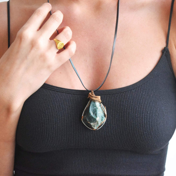 Wire Wrapped Raw Bloodstone Crystal Necklace - March Birthstone Necklace DesignsbyNatureGems