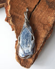 Wire Wrapped Raw Blue Kyanite Crystal Necklace DesignsbyNatureGems