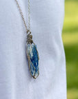 Wire Wrapped Raw Blue Kyanite Crystal Necklace DesignsbyNatureGems