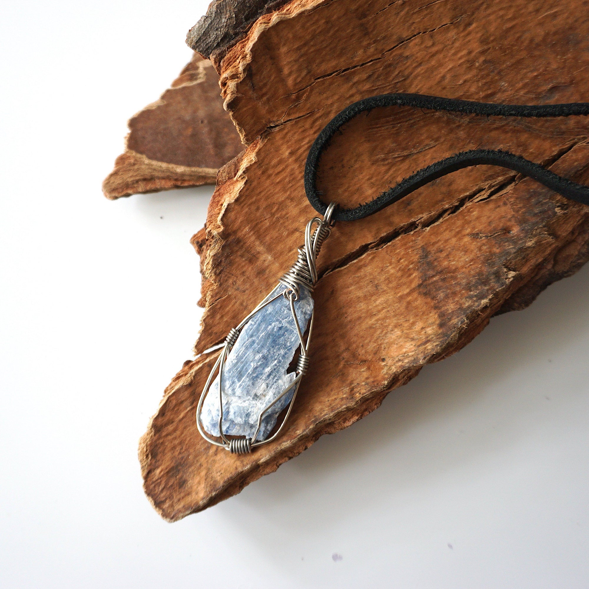 Wire Wrapped Raw Blue Kyanite Crystal Necklace DesignsbyNatureGems